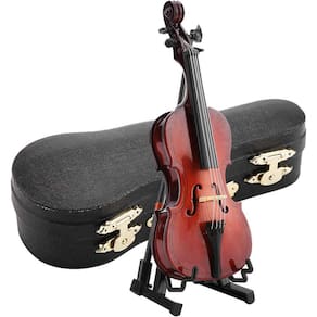 Enfeite artesanal de madeira para violoncelo Tiiyee em miniatura com estojo de 14 cm