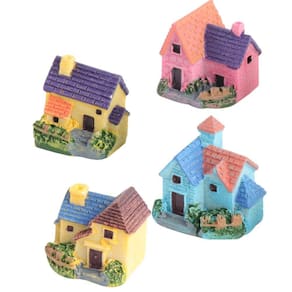 Estatuetas em miniatura Healifty House Resin Micro Landscape x4