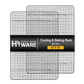 Prateleiras de resfriamento HIWARE em aço inoxidável 10x15 para assar, pacote com 2 unidades