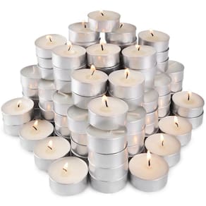 Velas Tea Lights pliadvbu, pacote de 100, 4 horas, brancas sem perfume