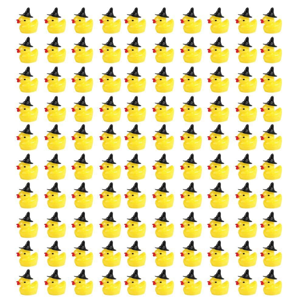 Mini Resin Ducks LUTER, 100 unidades com chapéu de bruxa de Halloween