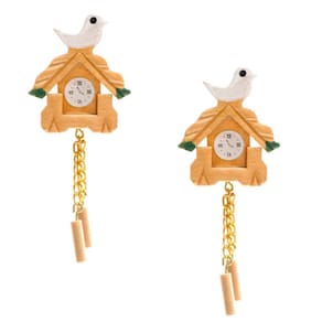 Relógio de parede cuco de madeira em miniatura Bbiamsleep, 2 peças para mini