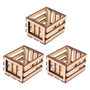 Mini cestos de armazenamento Toyvian Dollhouse em miniatura x3 de madeira