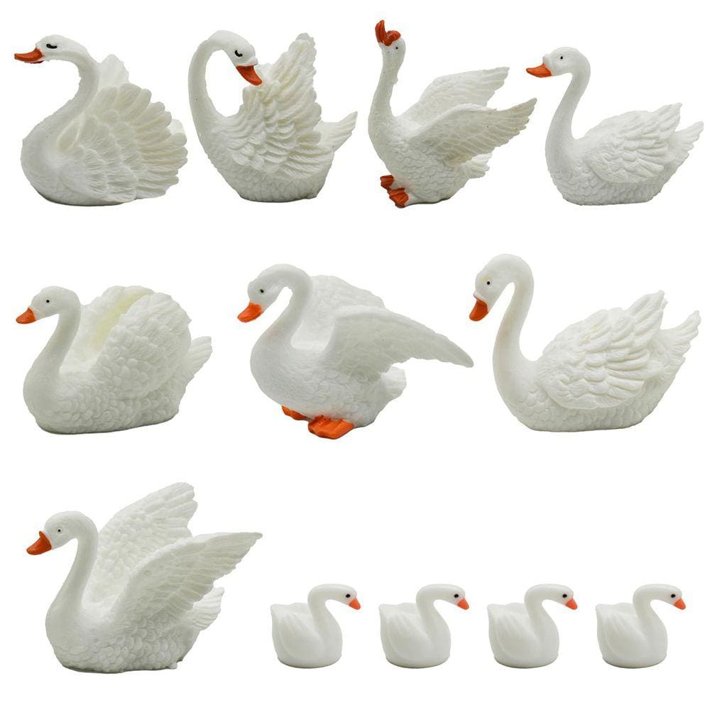 Estatuetas Pinenjoy Mini White Swan, 12 unidades para decoração