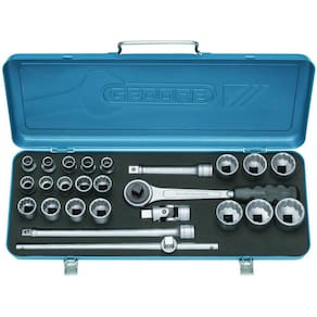Jogo de Soquetes Estriados e Acessórios com 25 Peças 1/4" a 1.1/4" Encaixe de 1/2" - Gedore 015558
