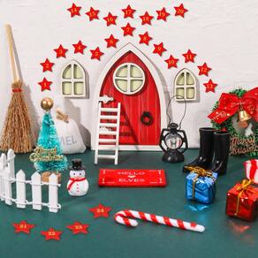 Kit de porta de fada em miniatura para casa de bonecas de Natal, escala 1:12