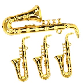 Saxofone em miniatura Toyvian, mini instrumento musical, conjunto de 4