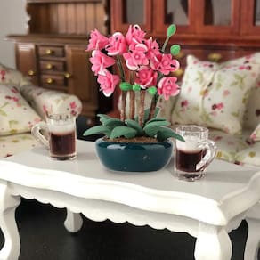 Modelo de bonsai de flores em miniatura para decoração de casa de bonecas 1:12