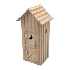 Frasco de melodia Dollhouse Outthouse Privy Wooden 1 Holer em escala 1:12
