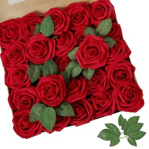 Flor artificial AmyHomie Rosa Vermelha Escura 25 unidades com caule