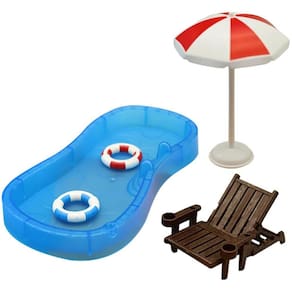 Decoração de casa de bonecas de piscina em miniatura Abaodam Beach