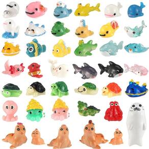 Mini estatuetas de animais oceânicos de resina Lenwen, 40 unidades para bronzear peixes