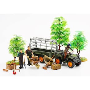 Conjunto de estatuetas Bbiamsleep Farm and Farmers com motocicleta, 15 unidades