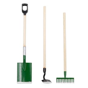 Ferramentas agrícolas em miniatura Odoria Shovel Rake and Hoe, escala 1/12