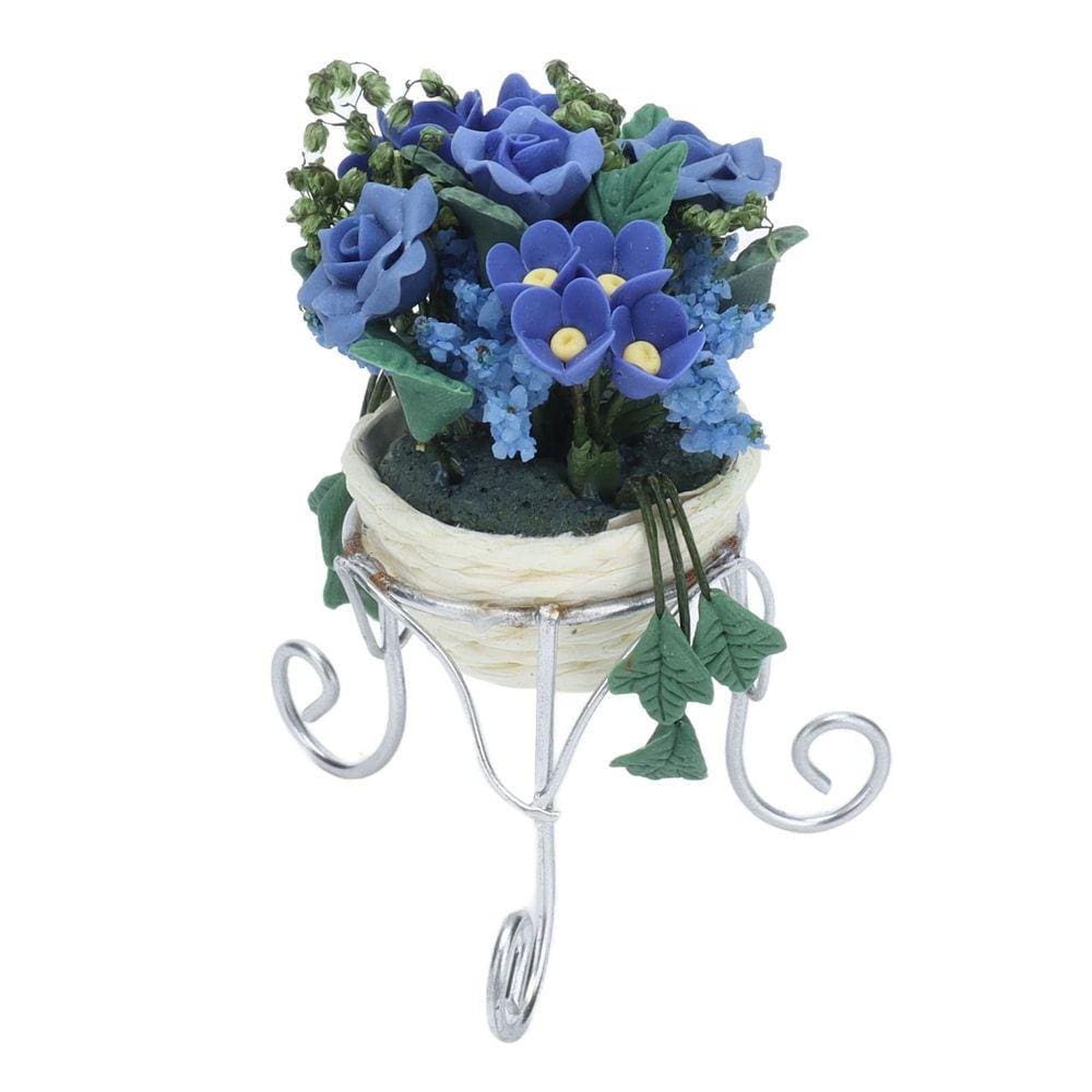 Exterior requintado de flores em miniatura Tnfeeon para casa de bonecas