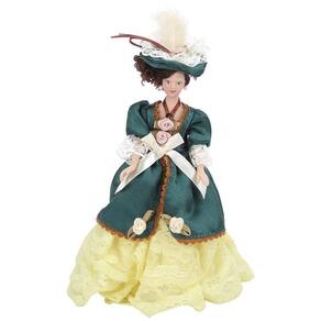 Dollhouse Lady Zerodis Victorian em escala 1:12 com vestido verde
