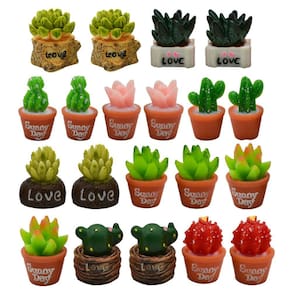 Estatuetas de plantas em vasos em miniatura Pinenjoy, 20 unidades de resina de cacto