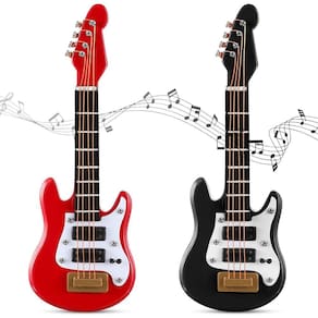 Baixo elétrico Zomiboo de brinquedo de guitarra em miniatura para casa de bonecas