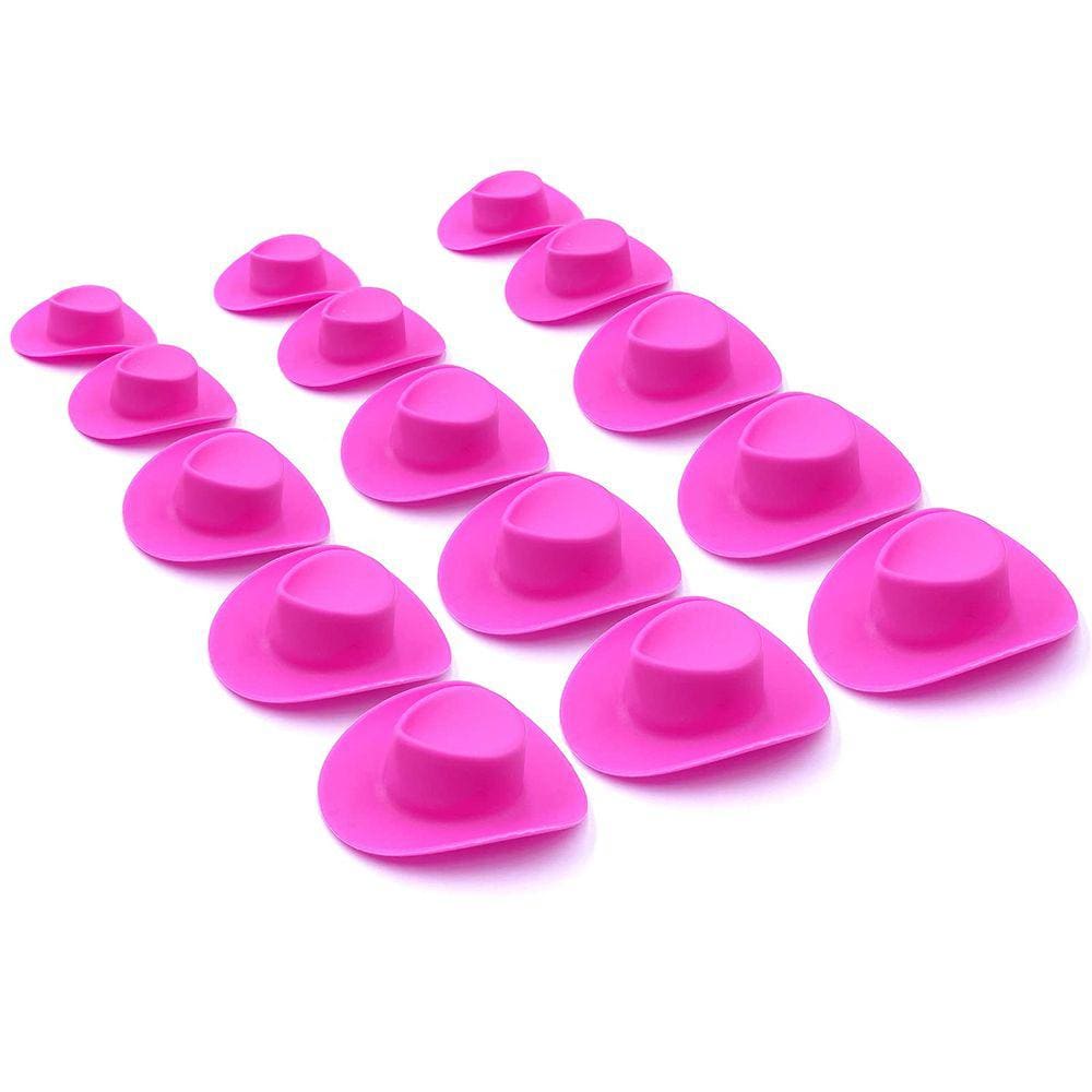 Chapéu de cowboy em miniatura de plástico, 50 peças rosa para decoração de bonecas
