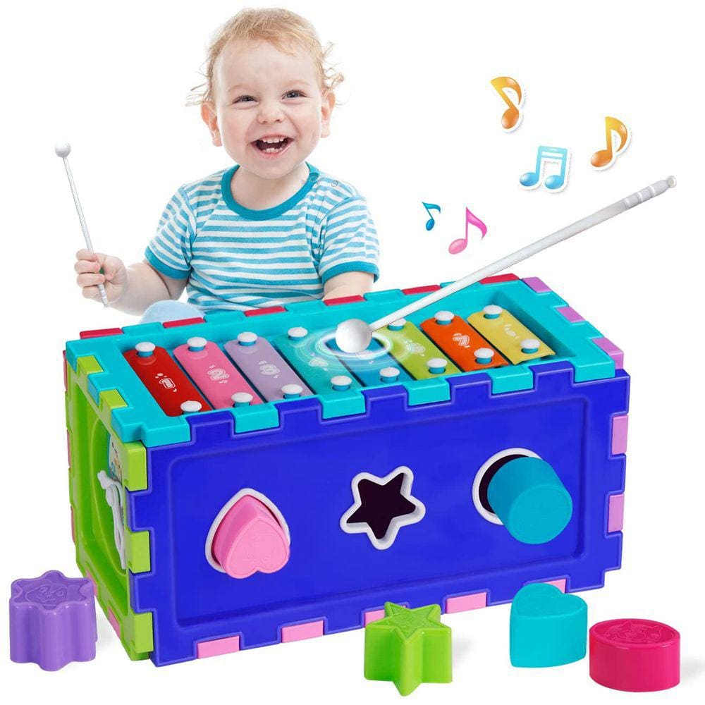 Brinquedos Activity Cube Ouji para menino de 1 a 3 anos com xilofone Bl