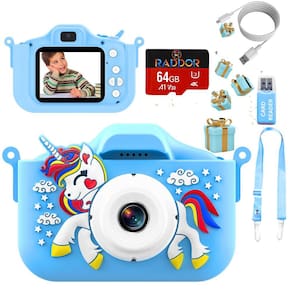 Câmera infantil R Raddor 1080P HD 48MP 64GB com zoom 8X azul