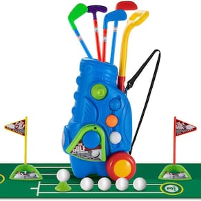 Conjunto de golfe Sukabala Toddler com carrinho de golfe, tapete de golfe e 8 bolas