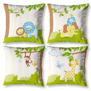 Kit 4 Capas Almofada Infantil 40Cm X 40Cm Estampadas Selva
