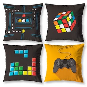 Kit 4 Capas De Almofada Infantil 40Cm X 40Cm Estampadas Game