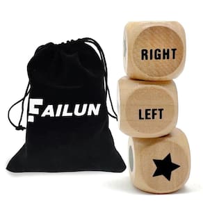 Game Dice FAILUN Left Right Center, 3 unidades com bolsa com cordão