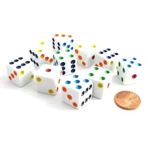 Conjunto de dados Koplow Games 16 mm D6 padrão branco com multicor