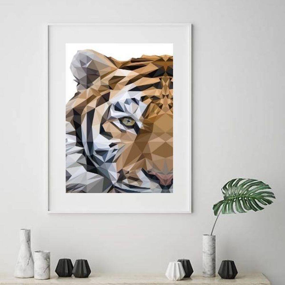 Quadro Tigre Geométrico - 60X48Cm