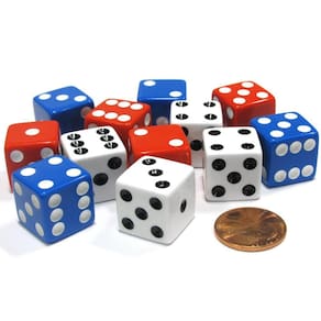 Conjunto de dados Koplow Games Patriotic USA 16 mm D6 (12 peças)