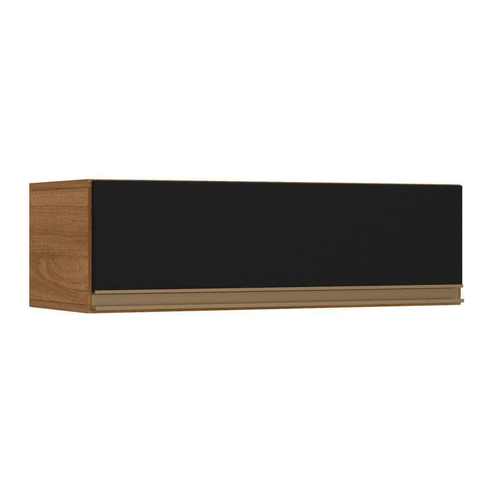 Armário Aéreo Multiuso Geladeira Karen 80cm 01 Porta Basculante Nature Preto - Desk Design