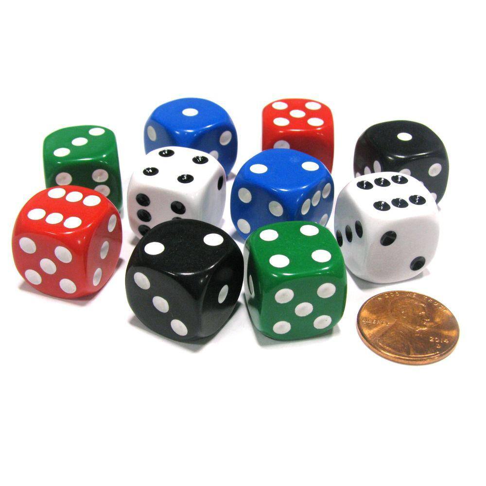 Conjunto de dados Koplow Games arredondado opaco 16 mm D6 (10 unidades)