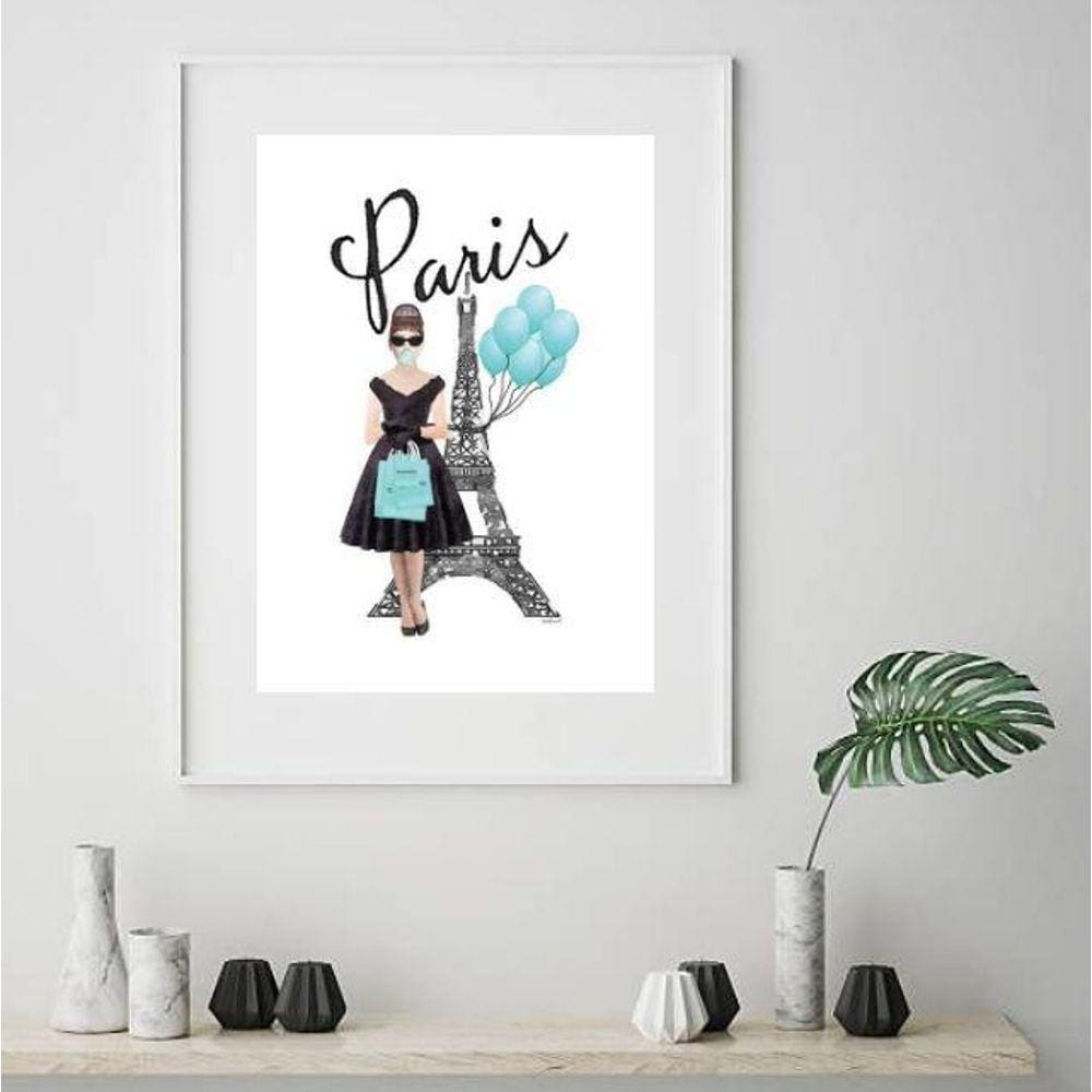 Quadro Audrey Hepburn Paris - 60X48Cm