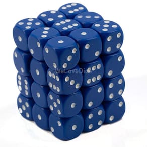 Conjunto de dados Chessex CHX25806 Opaco Azul/Branco 36D6