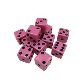 Dice Twilight Bunco Events rosa, quadrado de 16 mm (1 dúzia)
