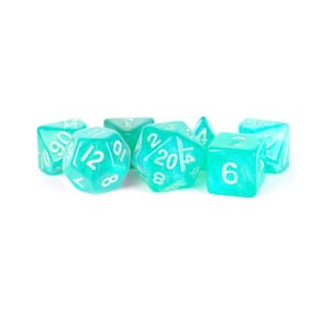 Conjunto de dados Metallic Dice Games FanRoll 16 mm acrílico turquesa
