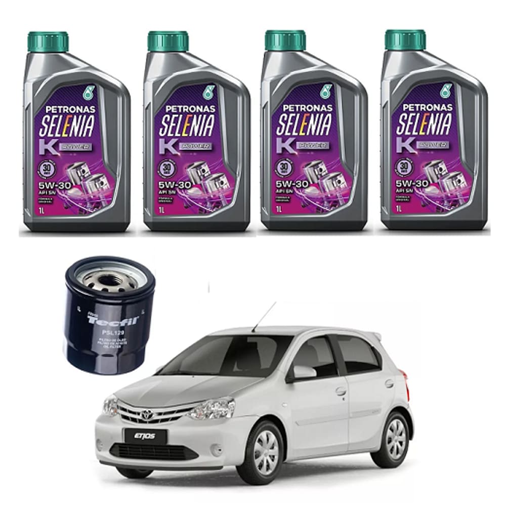 Kit 4 Óleo 5w30 sintetico + Filtro Oleo - Toyota Etios 1.5