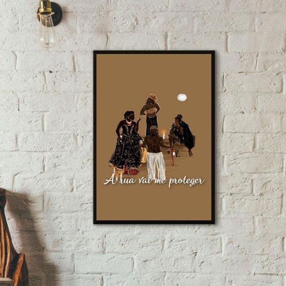 Quadro Decorativo Candomblé - Lua 45X34Cm - Com Vidro