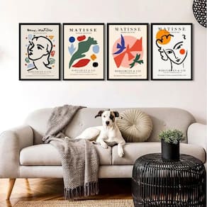 Kit 4 Quadros Arte Contemporânea Matisse 33X24Cm - Com Vidro