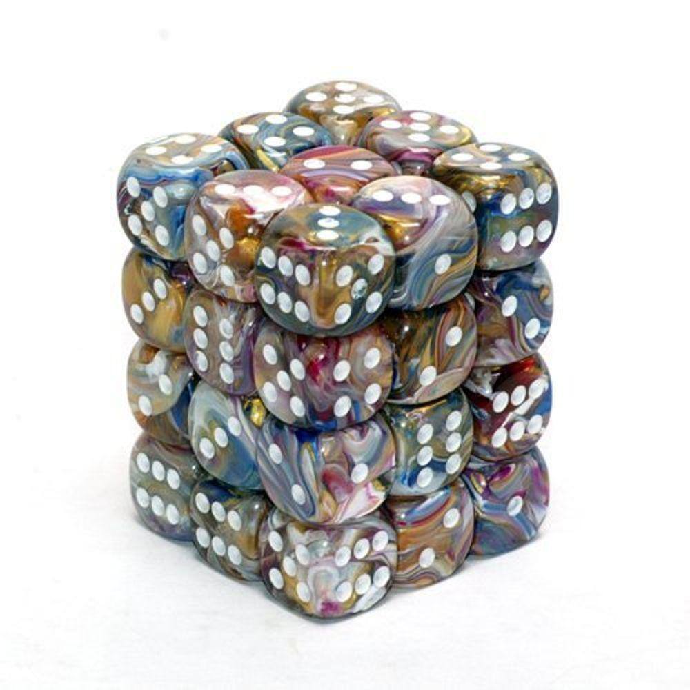Conjunto de dados Chessex Festive Carousel com branco 12 mm d6 (36)