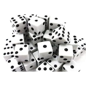 Pacote de 100 Dice ifavor123 White 16mm para jogos de tabuleiro e festas