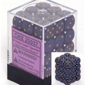 Conjunto de dados Chessex Golden Cobalt Speckled 12mm d6 (36)