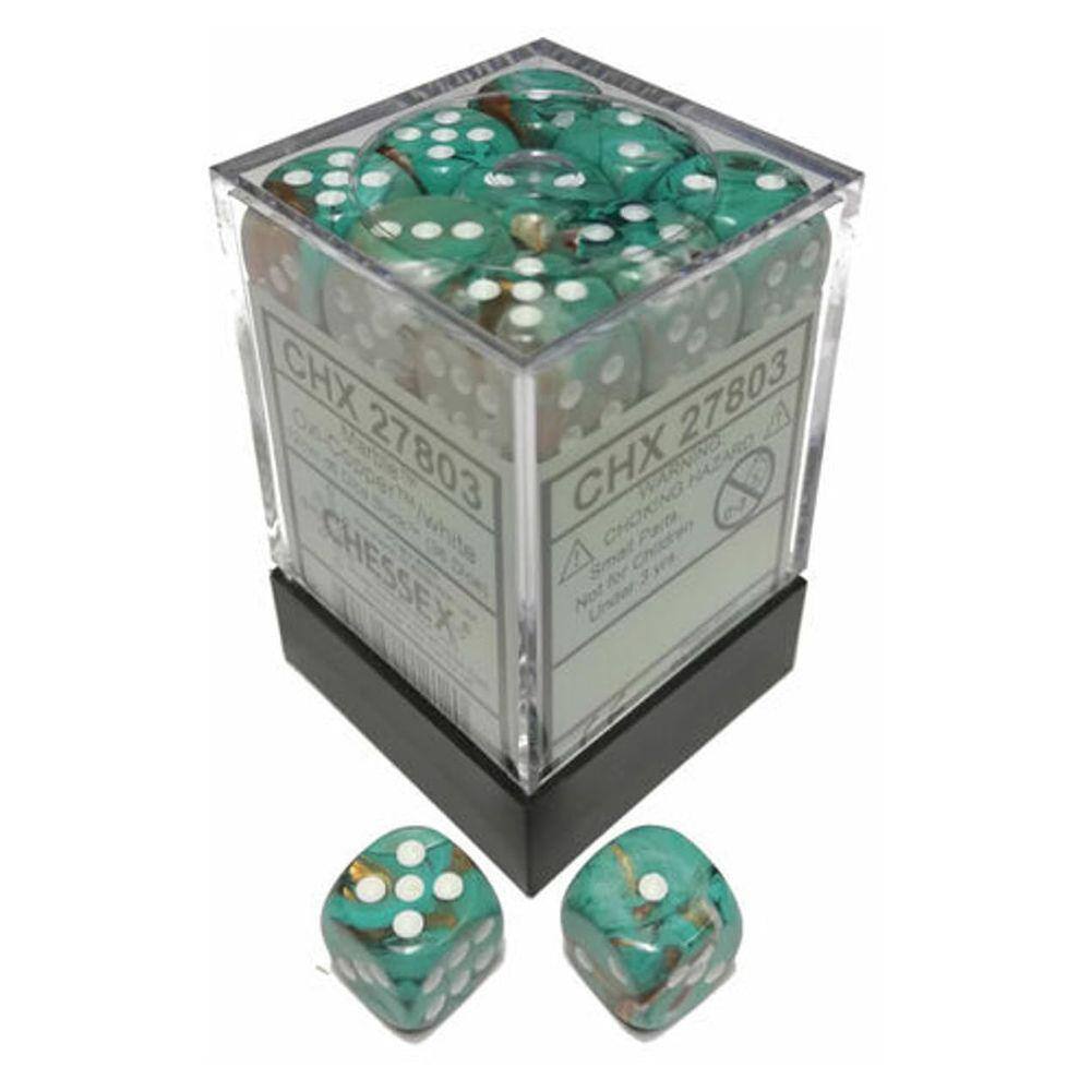 Dice Chessex d6 Cube 12 mm Marble Oxi-CP wh (36)
