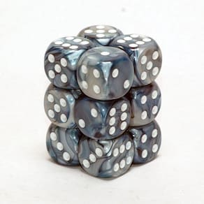 Conjunto de dados Chessex Lustrous Slate com dados brancos de 16 mm d6 (12)