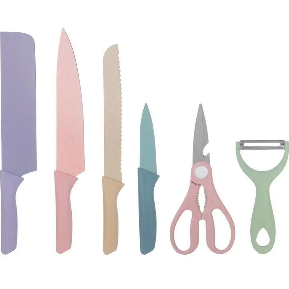 Kit Jogo De Facas De Churrasco Antiaderente 6 Peças Chef