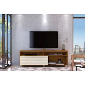Painel Frizz Cross para TV de até 65 polegadas - CEDRO (NATURALE) / OFF WHITE - Madetec