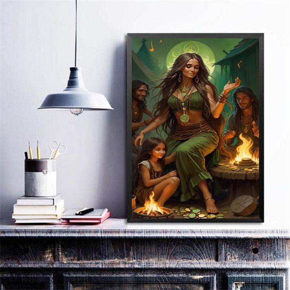 Quadro Cigana Esmeralda - Prosperidade 24X18Cm - Com Vidro