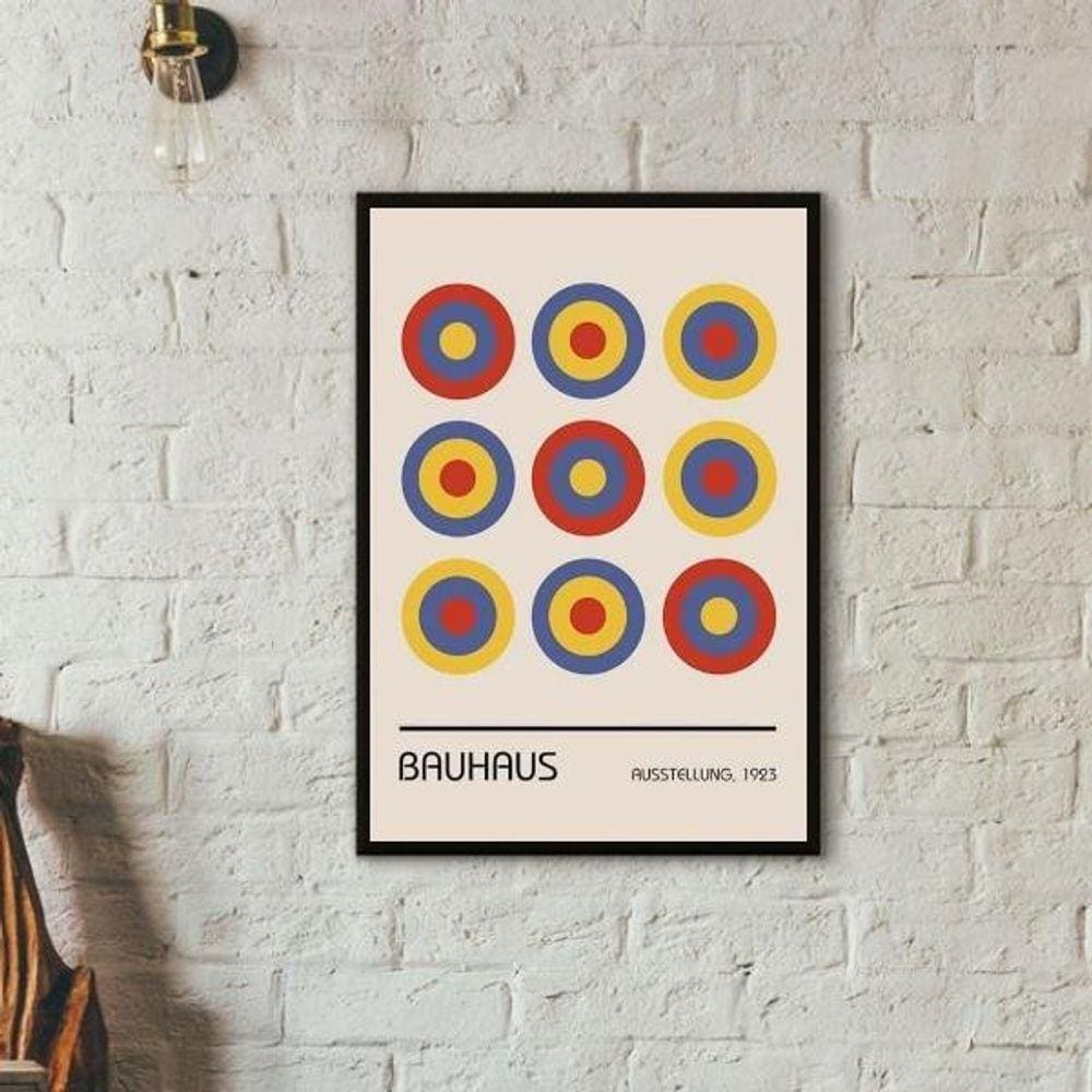 Quadro Arte Bauhaus - Circulos Ausstellung 33X24Cm - Vidro